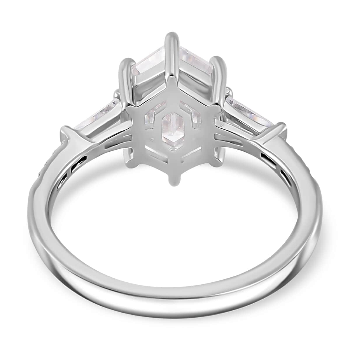 Moissanite 2.90 ctw Ring in Rhodium Over Sterling Silver (Size 10.0) image number 4