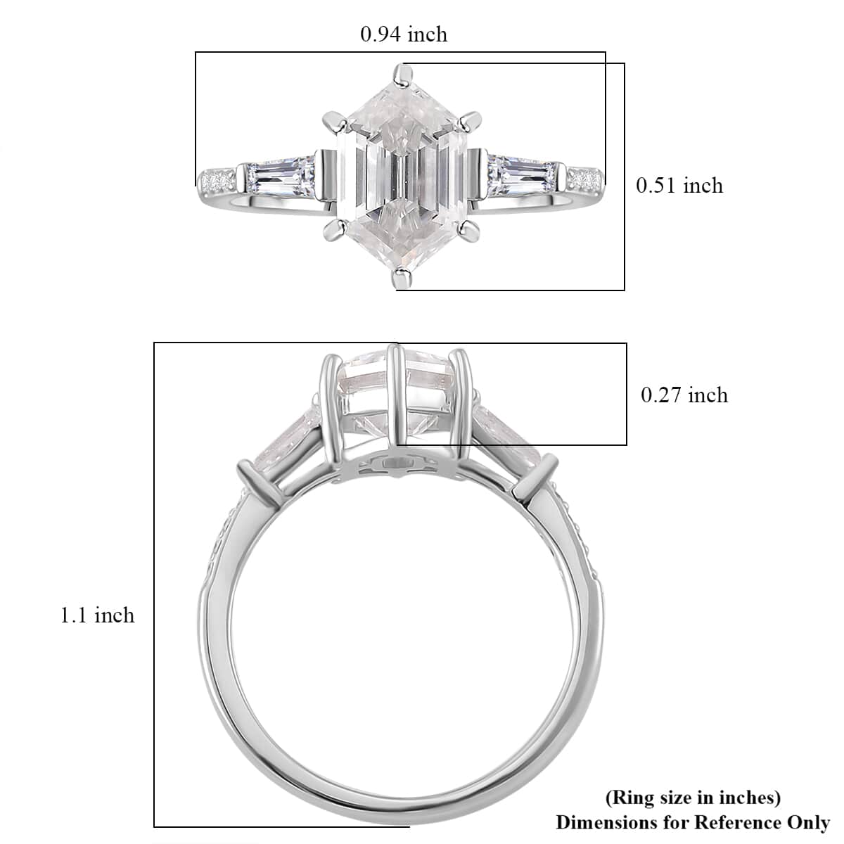 Moissanite 2.90 ctw Ring in Rhodium Over Sterling Silver (Size 10.0) image number 5