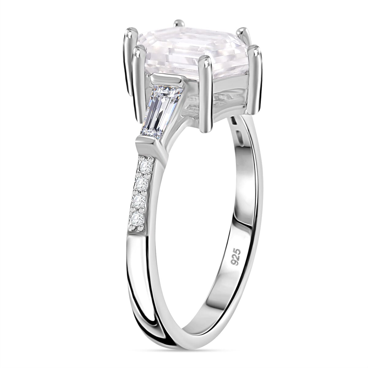 Moissanite 2.90 ctw Ring in Rhodium Over Sterling Silver (Size 6.0) image number 3