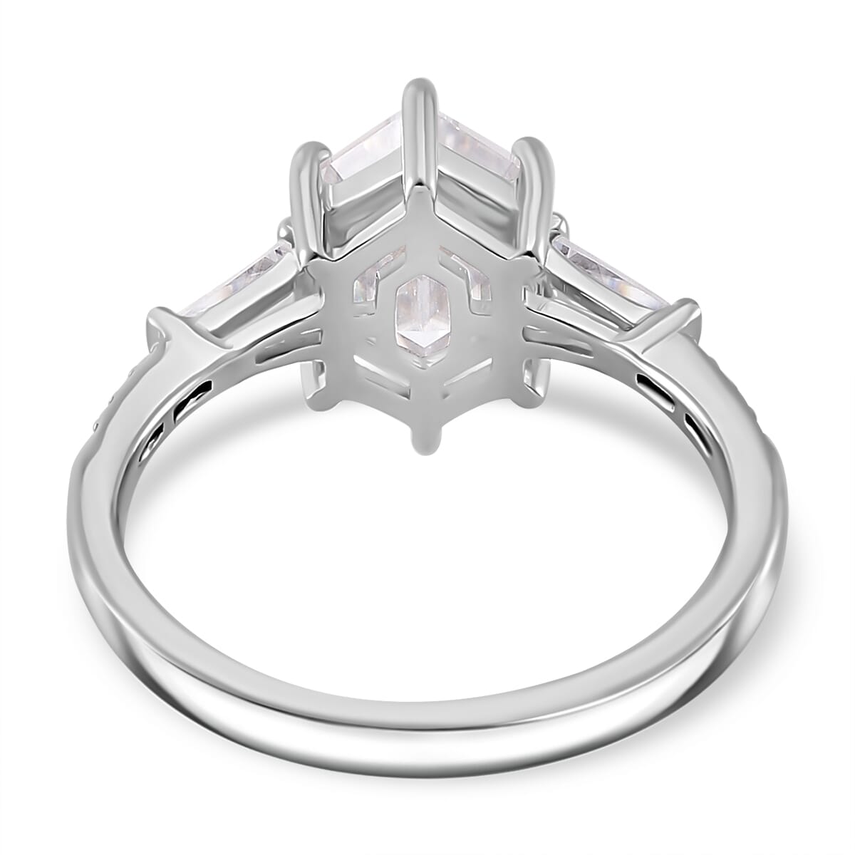 Moissanite 2.90 ctw Ring in Rhodium Over Sterling Silver (Size 6.0) image number 4