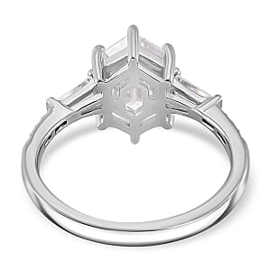 D'Joy Moissanite 2.90 ctw Ring in Rhodium Over Sterling Silver (Size 8.0)