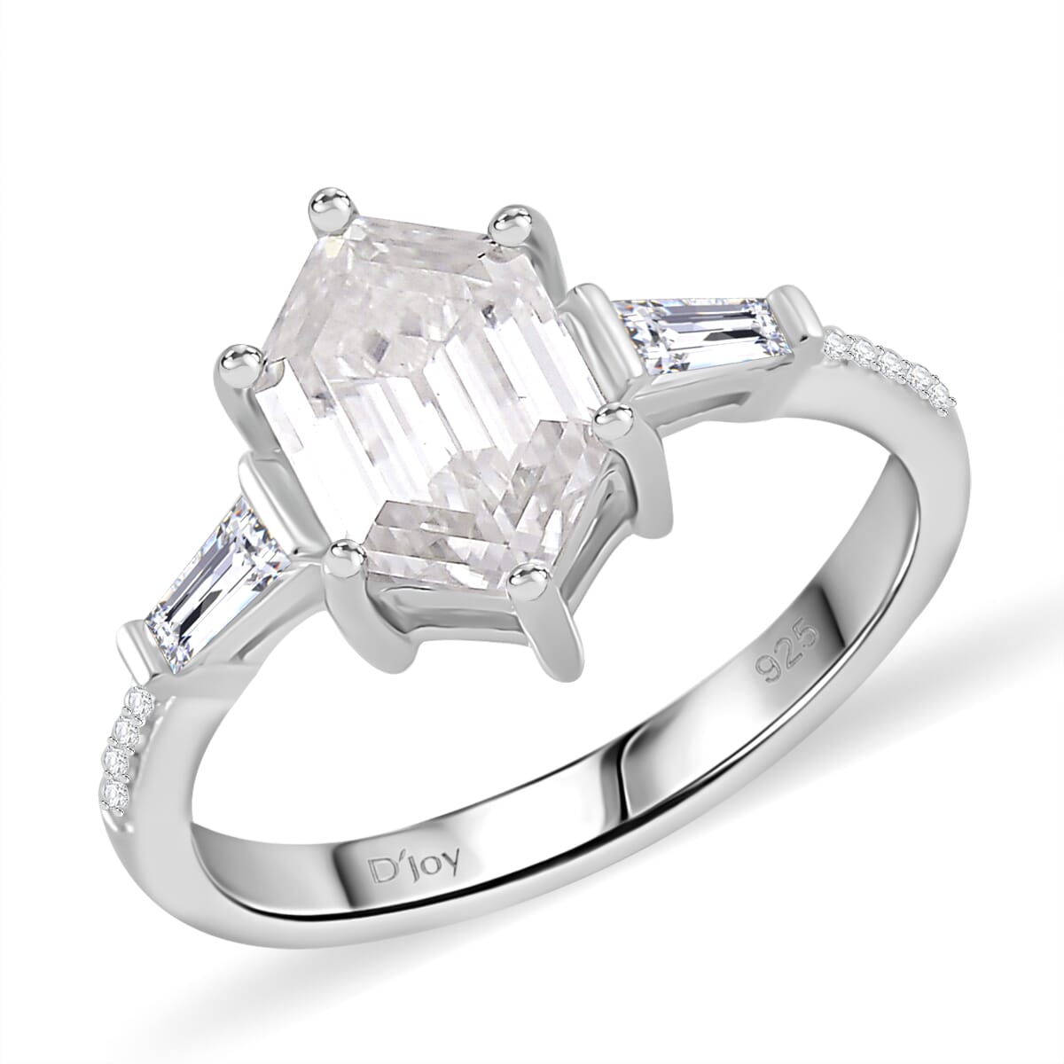 Moissanite 2.90 ctw Ring in Rhodium Over Sterling Silver (Size 9.0) image number 0
