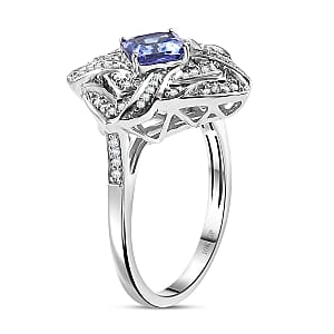 GP Amore Collection AAA Tanzanite and I3 White Diamond 1.25 ctw Knot Ring in 10K White Gold (Size 5.5) 4.50 Grams