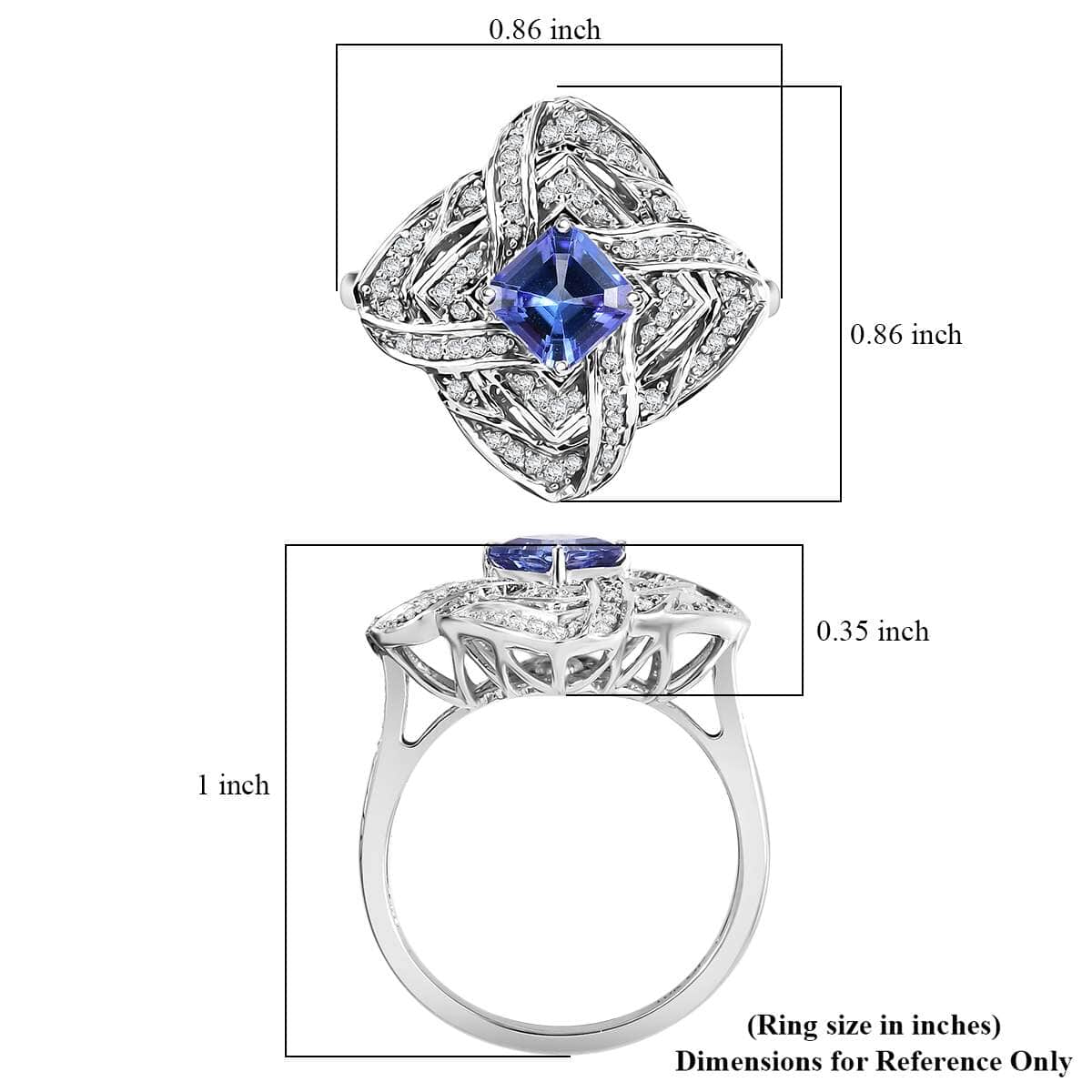 GP Amore Collection AAA Tanzanite and I3 White Diamond 1.25 ctw Knot Ring in 10K White Gold (Size 6.0) 4.50 Grams image number 5