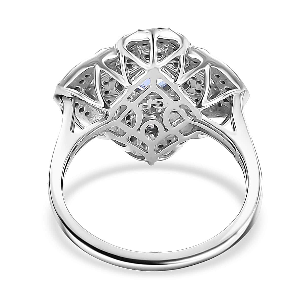 GP Amore Collection AAA Tanzanite and I3 White Diamond 1.25 ctw Knot Ring in 10K White Gold (Size 6.5) 4.50 Grams image number 4