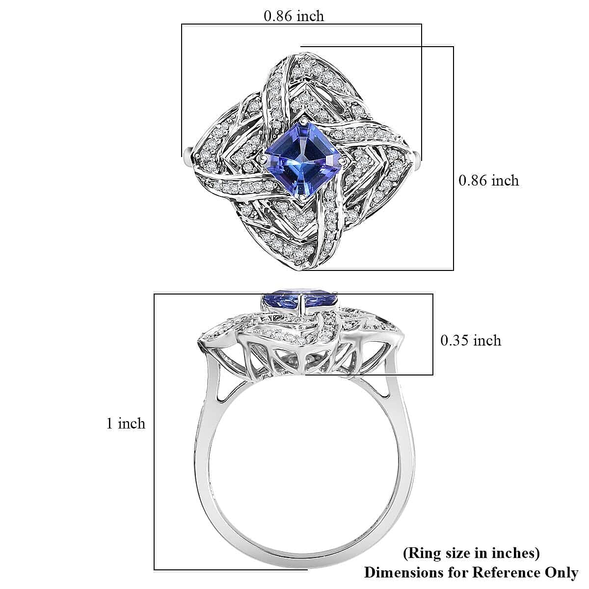 GP Amore Collection AAA Tanzanite and I3 White Diamond 1.25 ctw Knot Ring in 10K White Gold (Size 6.5) 4.50 Grams image number 5