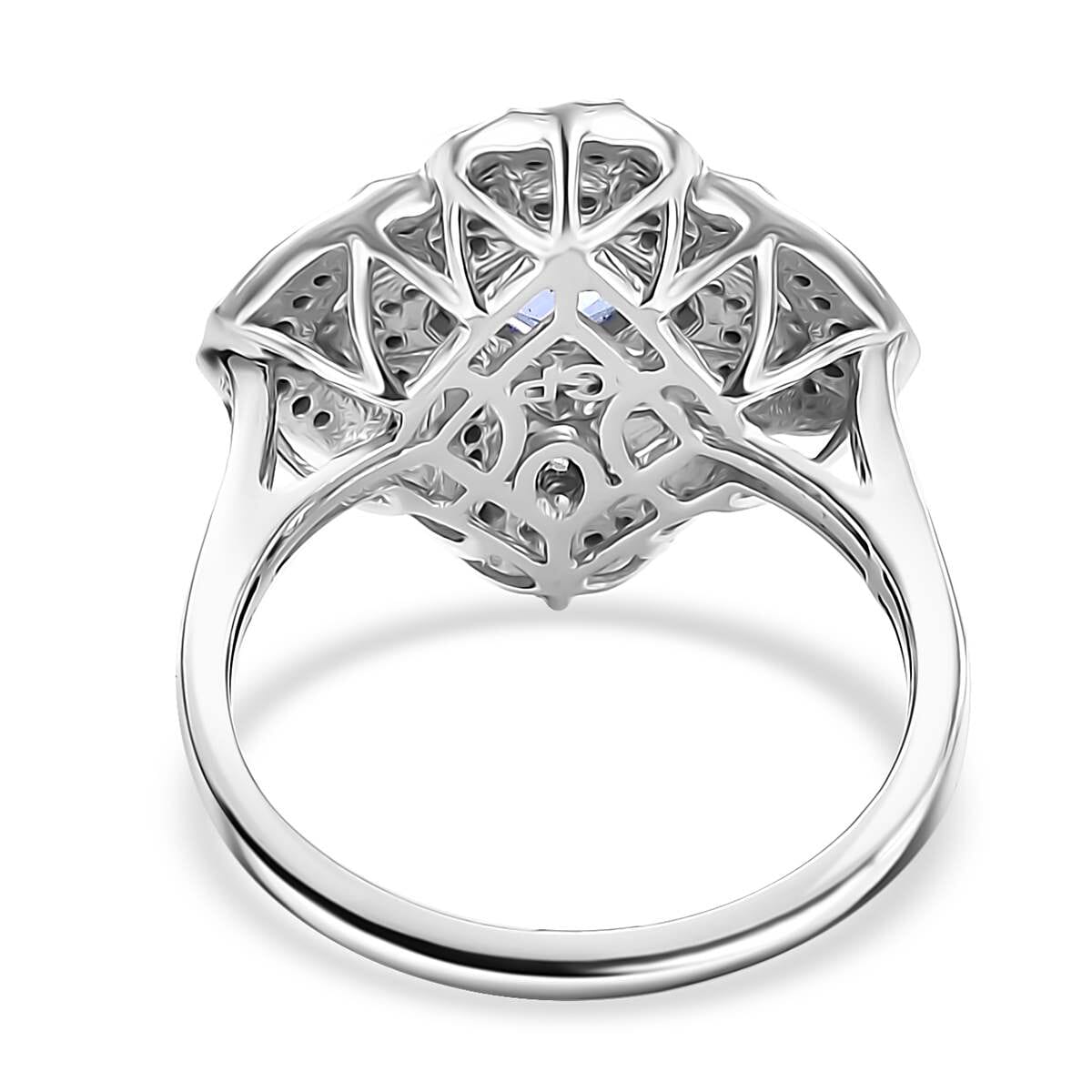 GP Amore Collection AAA Tanzanite and I3 White Diamond 1.25 ctw Knot Ring in 10K White Gold (Size 8.0) 4.50 Grams image number 4