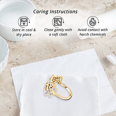 Luxuriant Lab Grown Diamond G-H SI-I1 0.50 ctw Leaves Ring in Vermeil Yellow Gold Over Sterling Silver (Size 10.0)