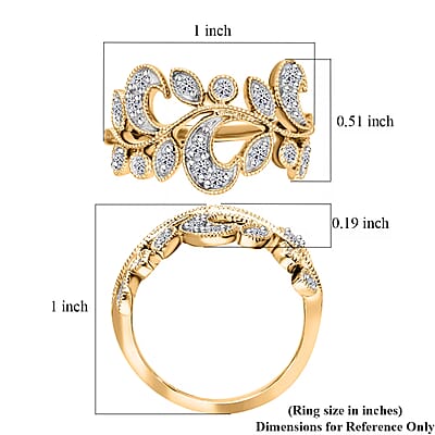 Luxuriant Lab Grown Diamond G-H SI-I1 0.50 ctw Leaves Ring in Vermeil Yellow Gold Over Sterling Silver (Size 10.0)