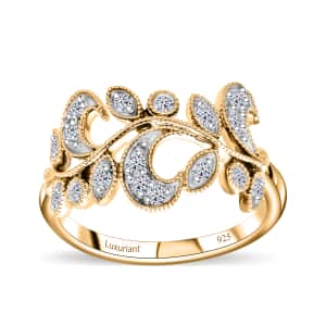 Luxuriant Lab Grown Diamond G-H SI-I1 0.50 ctw Leaves Ring in Vermeil Yellow Gold Over Sterling Silver (Size 6.0)