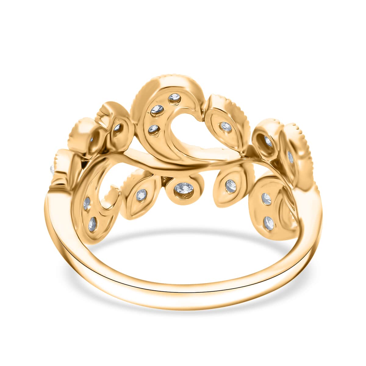 Luxuriant Lab Grown Diamond G-H SI-I1 0.50 ctw Leaves Ring in Vermeil Yellow Gold Over Sterling Silver (Size 6.0) image number 2