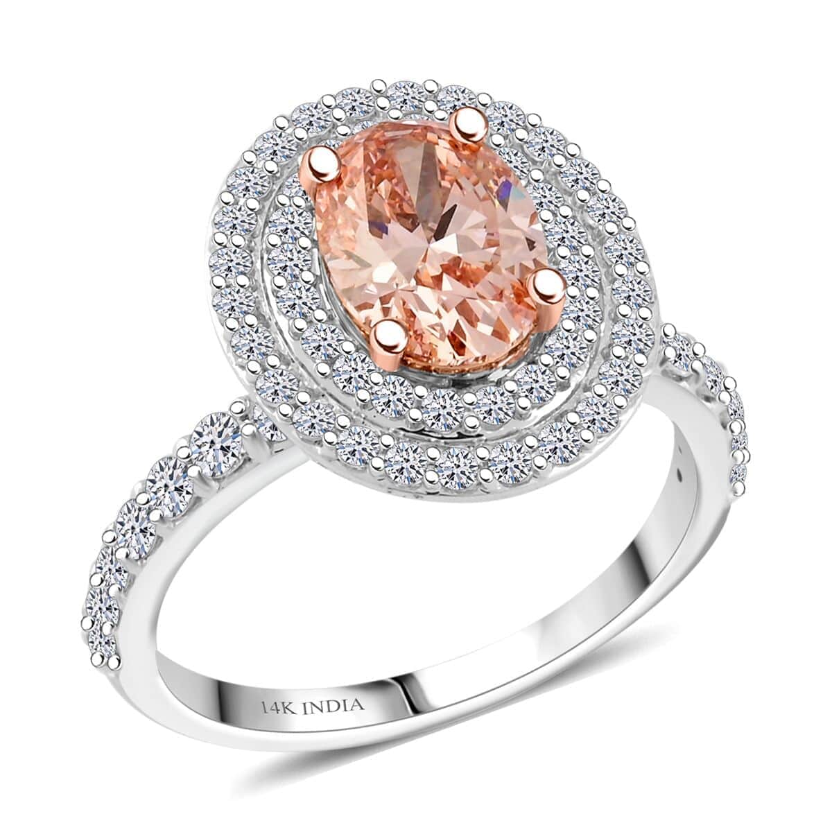 Luxuriant Lab Grown Pink and White Diamond 2.50 ctw Ring in 14K White Gold (Size 6.0) 4.50 Grams image number 0