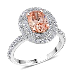 Luxuriant Lab Grown Pink and White Diamond 2.50 ctw Ring in 14K White Gold (Size 6.0) 4.50 Grams