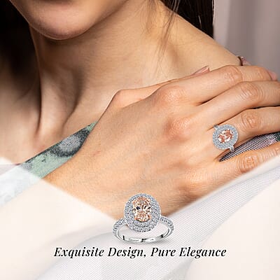 Luxuriant Lab Grown Pink and White Diamond 2.50 ctw Ring in 14K White Gold (Size 6.0) 4.50 Grams