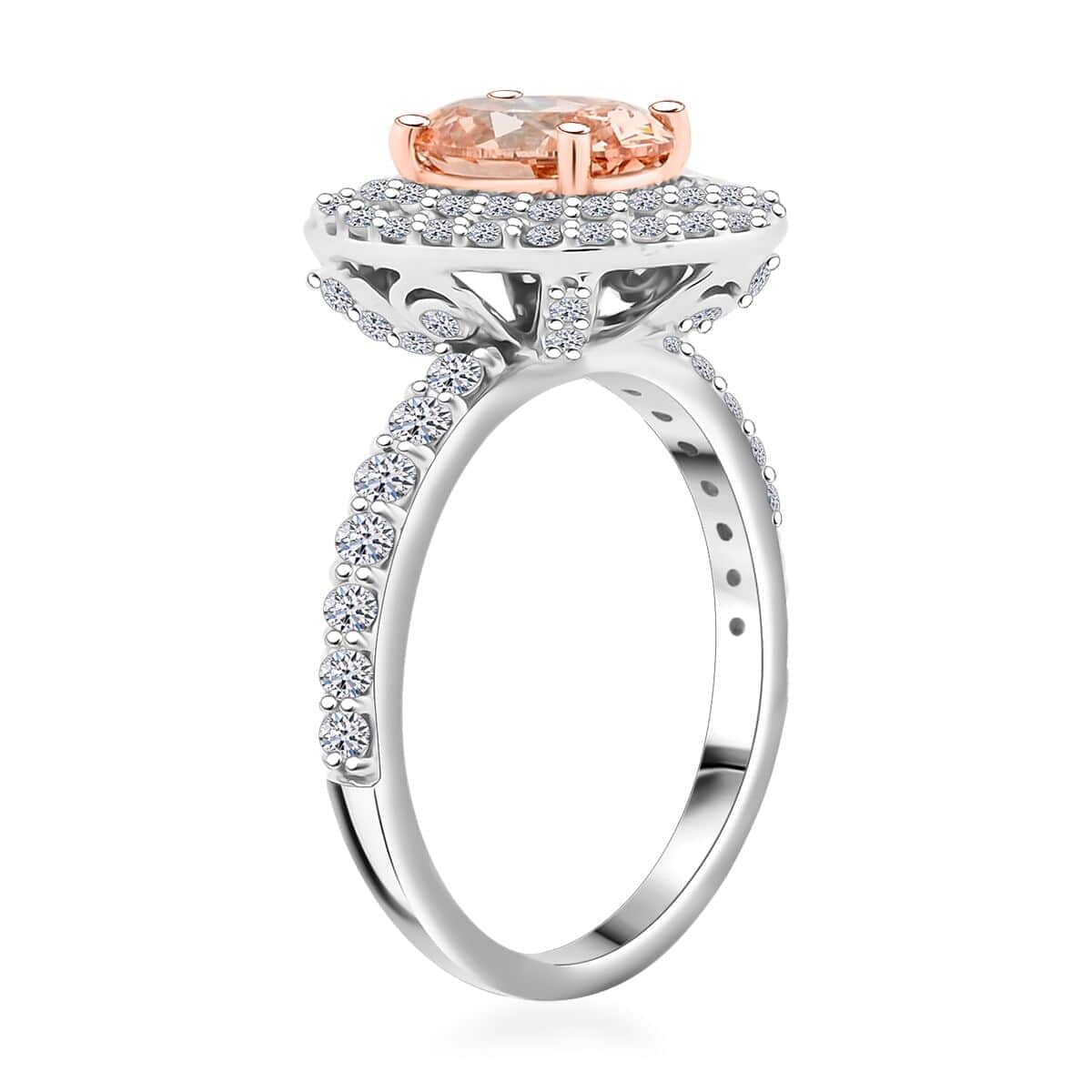 Luxuriant Lab Grown Pink and White Diamond 2.50 ctw Ring in 14K White Gold (Size 6.0) 4.50 Grams image number 3