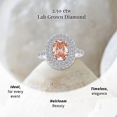 Luxuriant Lab Grown Pink and White Diamond 2.50 ctw Ring in 14K White Gold (Size 6.0) 4.50 Grams
