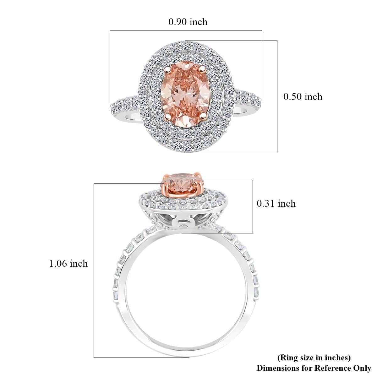 Luxuriant Lab Grown Pink and White Diamond 2.50 ctw Ring in 14K White Gold (Size 6.0) 4.50 Grams image number 5