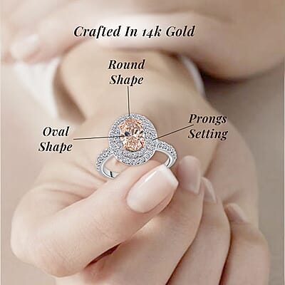 Luxuriant Lab Grown Pink and White Diamond 2.50 ctw Ring in 14K White Gold (Size 6.0) 4.50 Grams