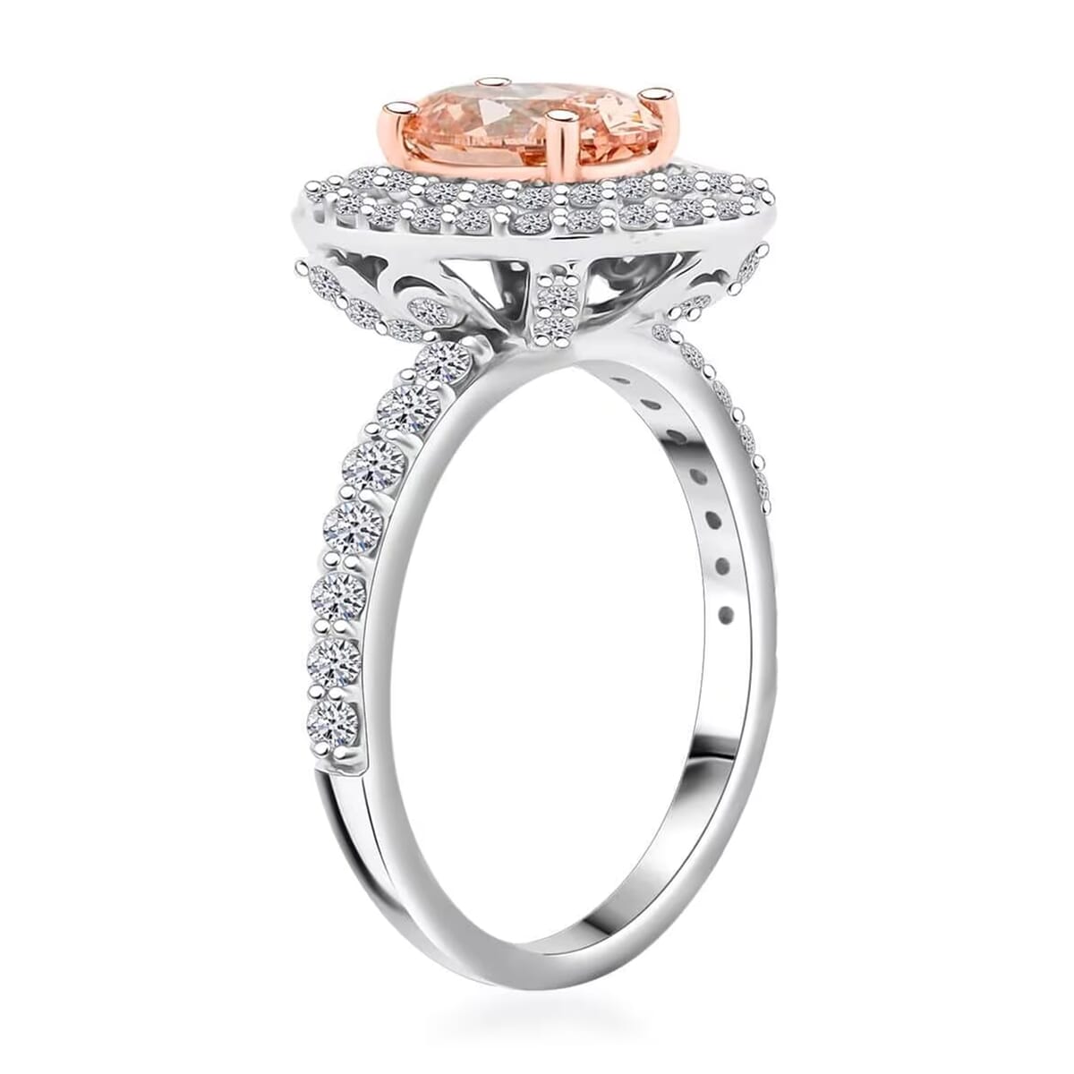 Luxuriant Lab Grown Pink and White Diamond 2.50 ctw Ring in 14K White Gold (Size 6.0) 4.50 Grams image number 8