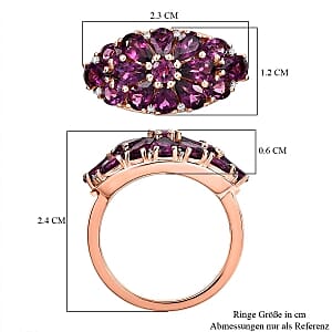 AAA Radiant Ember Garnet and White Zircon 4.01 ctw Cluster Ring in Vermeil Rose Gold Over Sterling Silver (Size 11.5)