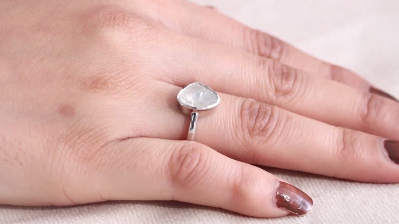 Polki Diamond 0.50 ctw Solitaire Earrings in Rhodium Over Sterling Silver
