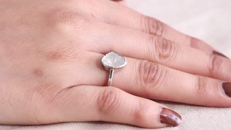 Doorbuster Polki Diamond Ring in Rhodium Over Sterling Silver (Size 8.0) 0.50 ctw