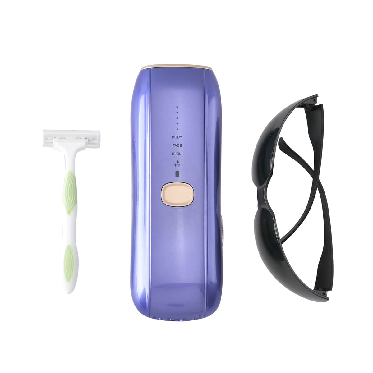 Ziska Beauty IPL Ice Cooling Hair Removal Device with Razor & Protective Eyewear - Purple (1 Year Warranty) image number 0