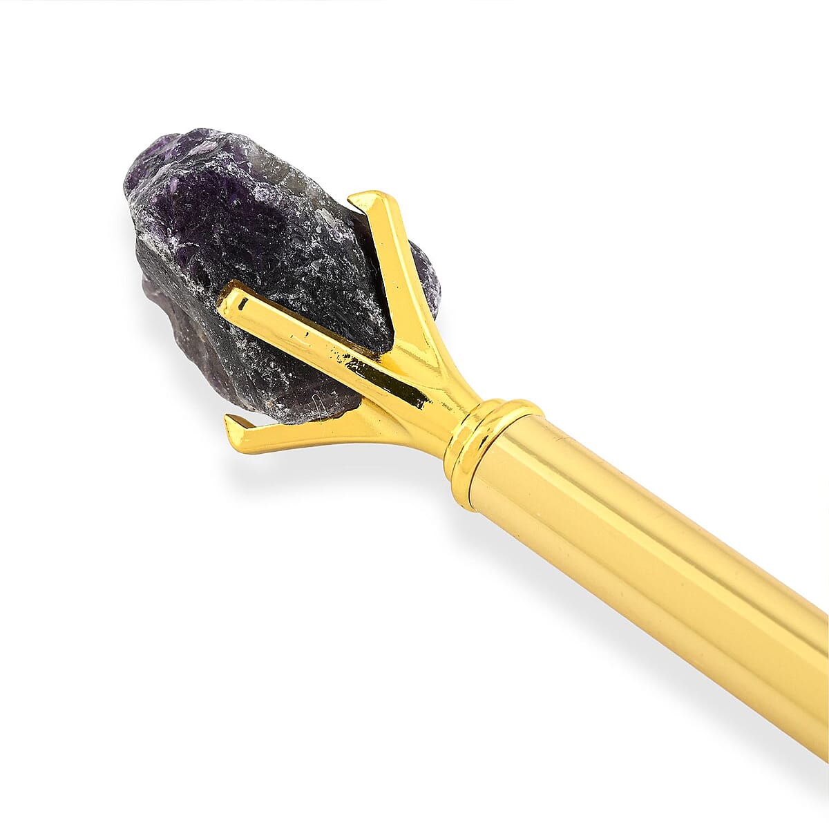 Set of 5 Gemstone Pens (Amethyst, Rose Quartz, Green Flourite, Clear Quartz and Black Obsidian) - Golden image number 2