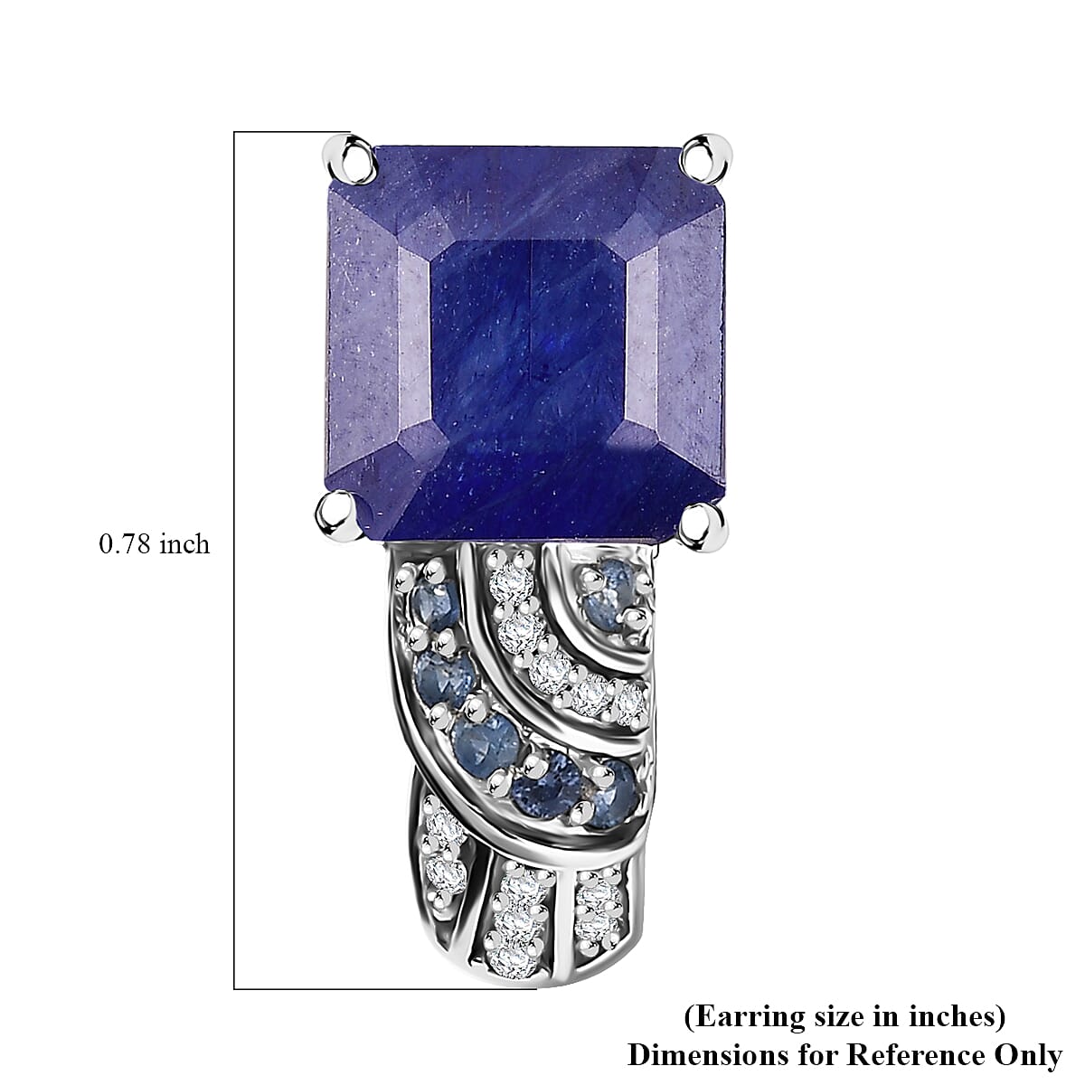 D'Joy Asscher Cut Masoala Sapphire (D) and Multi Gemstone 8.85 ctw Majestic Wave J-Hoop Earrings in Rhodium Over Sterling Silver