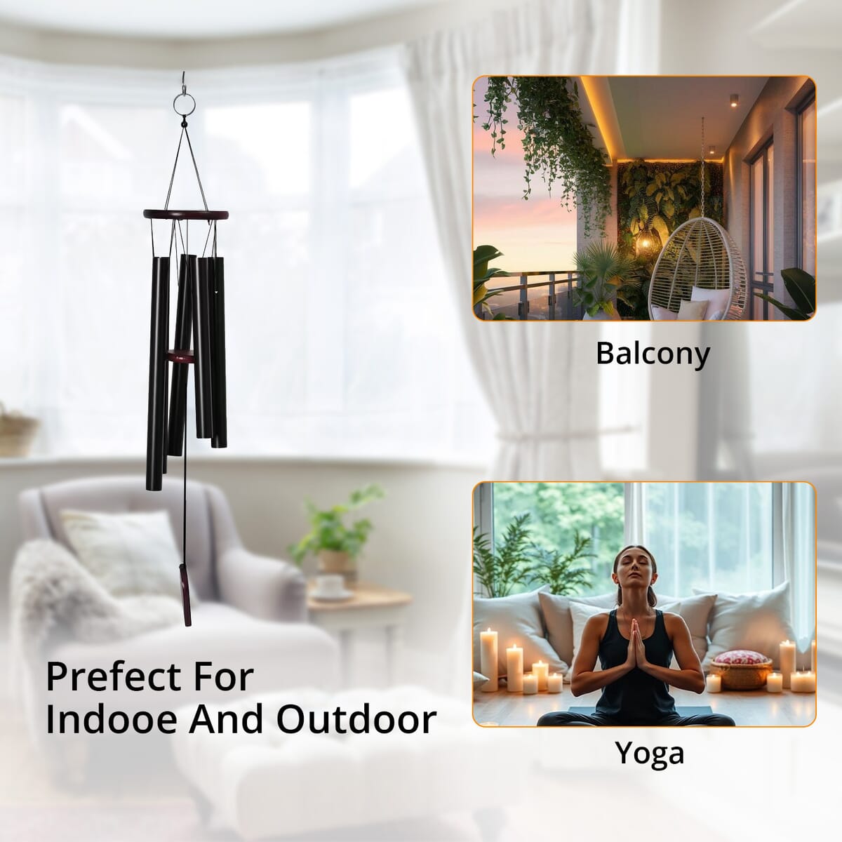 Black Color Tube Wind Chime  image number 1
