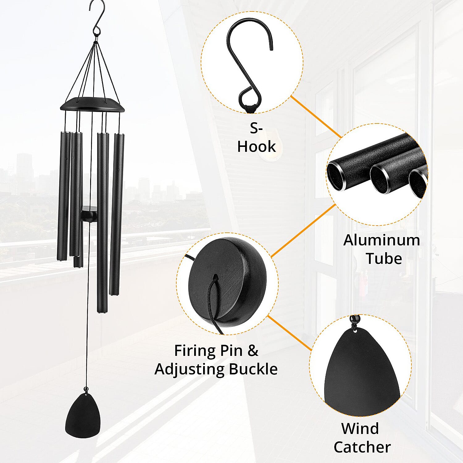 Black Color Tube Wind Chime