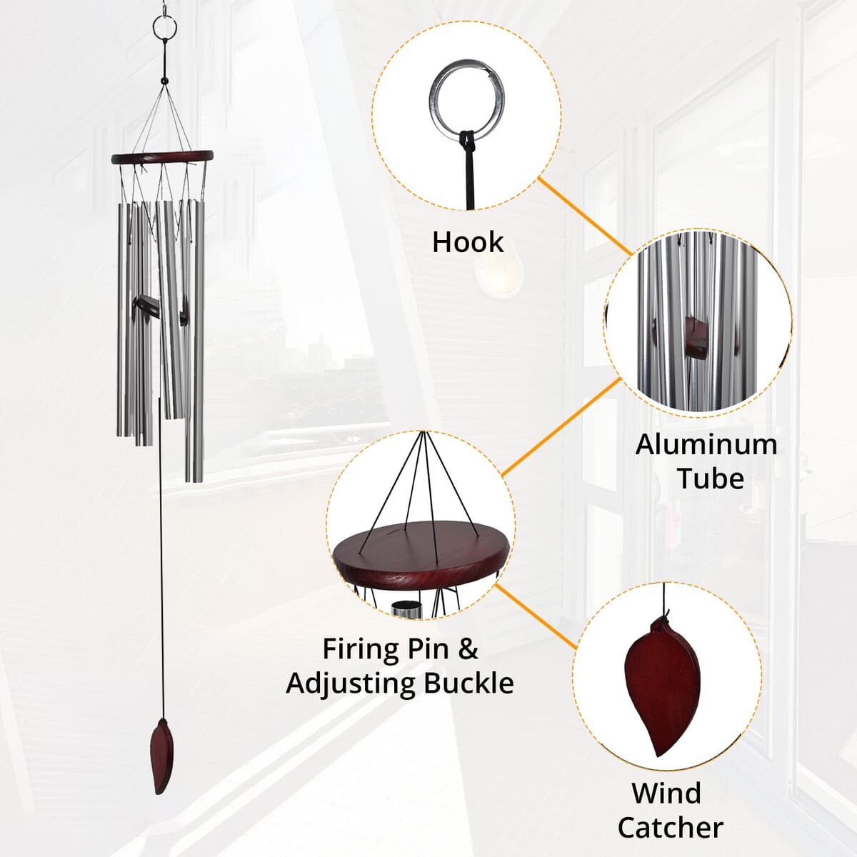 Silver Color Tube Wind Chime  image number 4