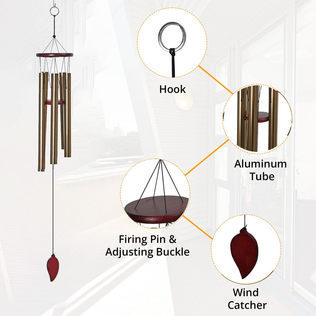 Copper Color Tube Wind Chime  image number 3