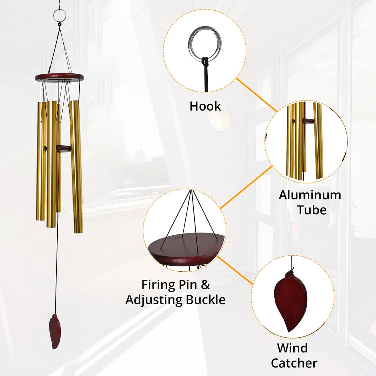 Gold Color Tube Wind Chime  image number 3