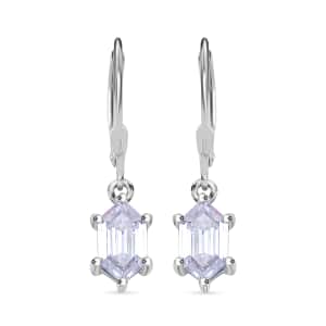 Moissanite 2.55 ctw Lever Back Earrings in Rhodium Over Sterling Silver