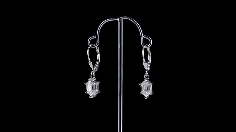 Moissanite 2.55 ctw Lever Back Earrings in Rhodium Over Sterling Silver
