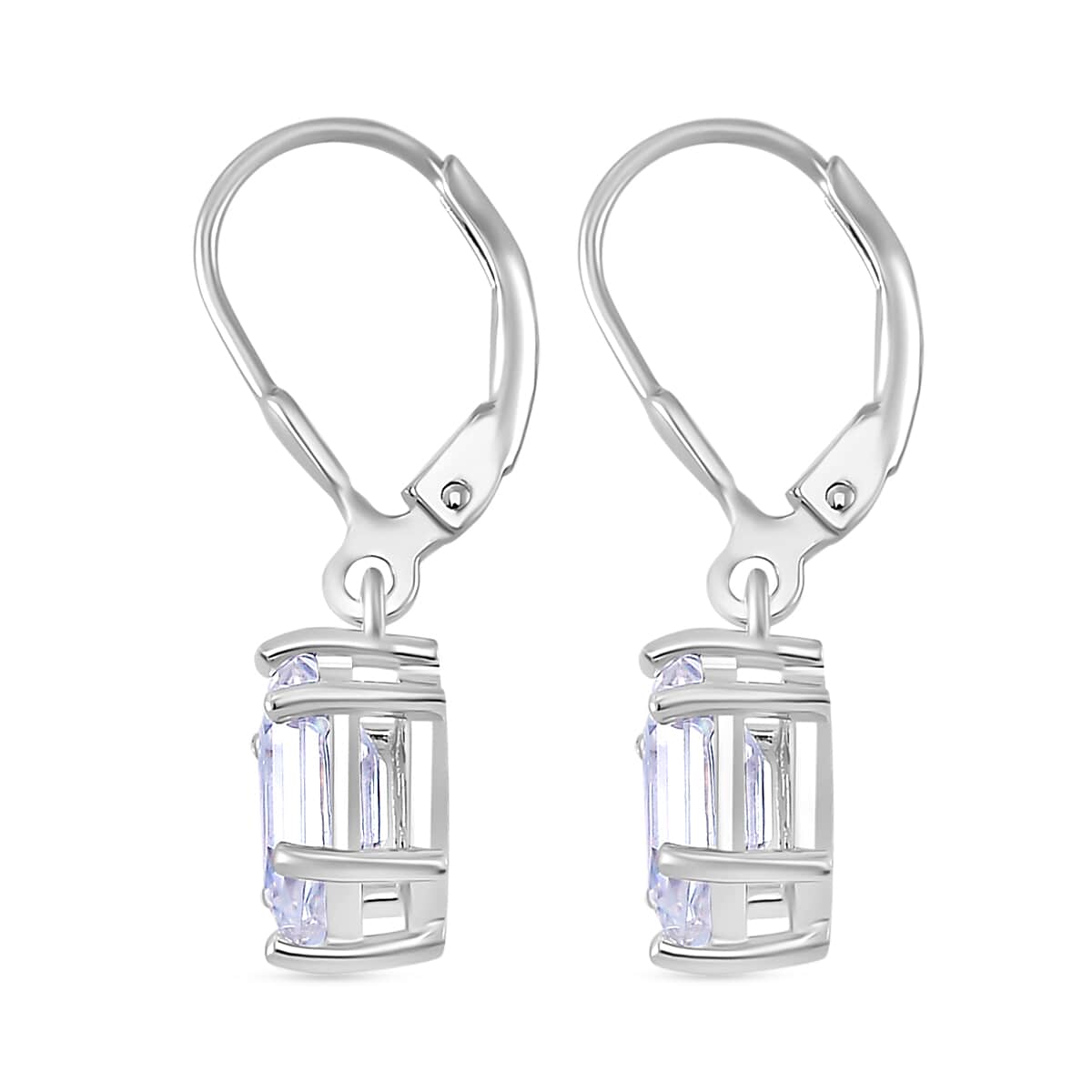 Moissanite 2.55 ctw Lever Back Earrings in Rhodium Over Sterling Silver image number 3