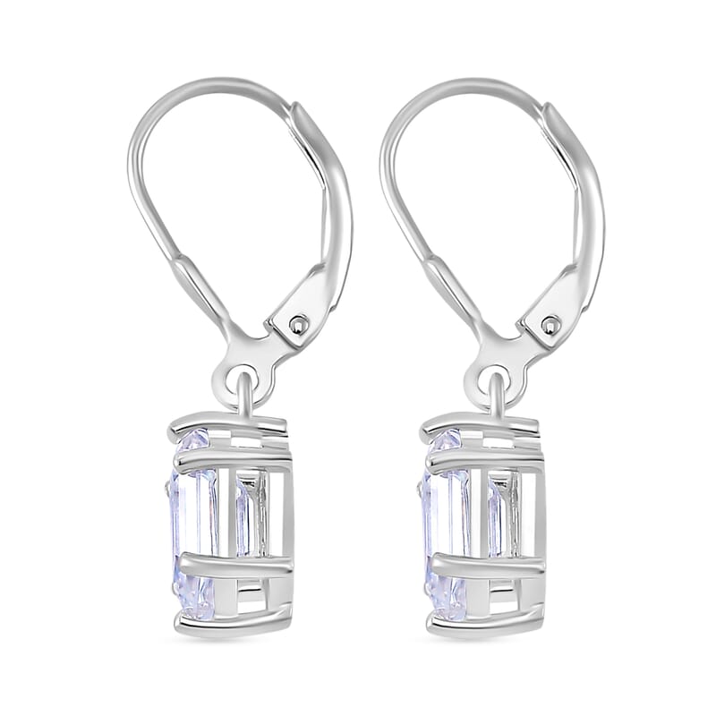 Moissanite 2.55 ctw Lever Back Earrings in Rhodium Over Sterling Silver