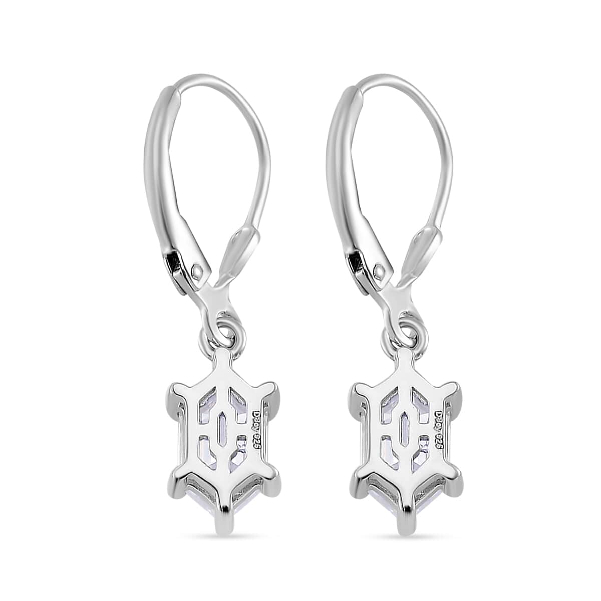 Moissanite 2.55 ctw Lever Back Earrings in Rhodium Over Sterling Silver image number 4