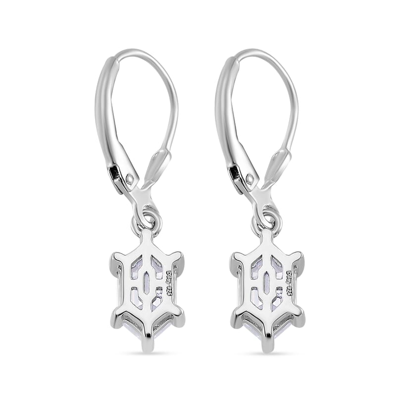 Moissanite 2.55 ctw Lever Back Earrings in Rhodium Over Sterling Silver