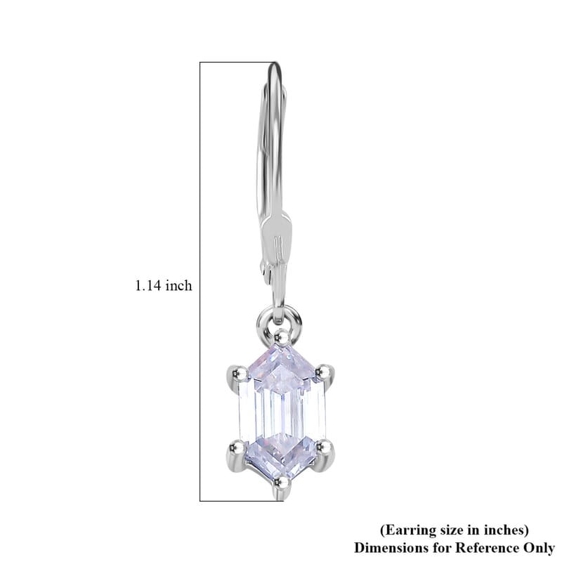 Moissanite 2.55 ctw Lever Back Earrings in Rhodium Over Sterling Silver