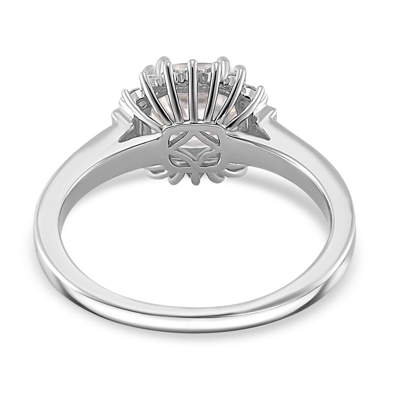 Old Mine Cut Moissanite 2.60 ctw Celestial Sparkle Ring in Rhodium Over Sterling Silver (Size 10.0)