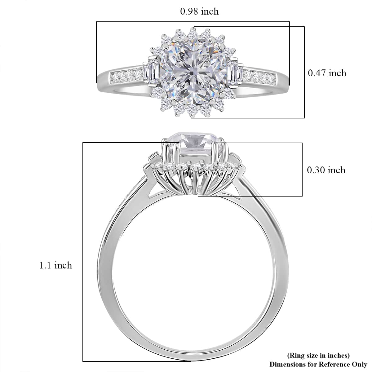 Old Mine Cut Moissanite 2.60 ctw Celestial Sparkle Ring in Rhodium Over Sterling Silver (Size 10.0) image number 5