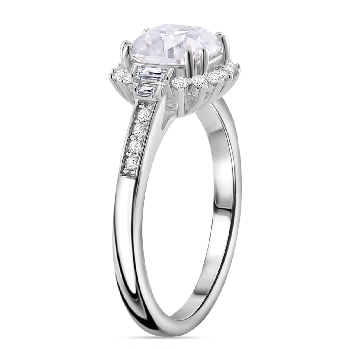 Old Mine Cut Moissanite 2.60 ctw Celestial Sparkle Ring in Rhodium Over Sterling Silver (Size 5.0) image number 3