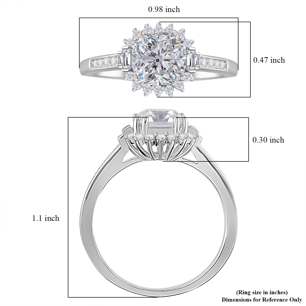 Old Mine Cut Moissanite 2.60 ctw Celestial Sparkle Ring in Rhodium Over Sterling Silver (Size 8.0) image number 3