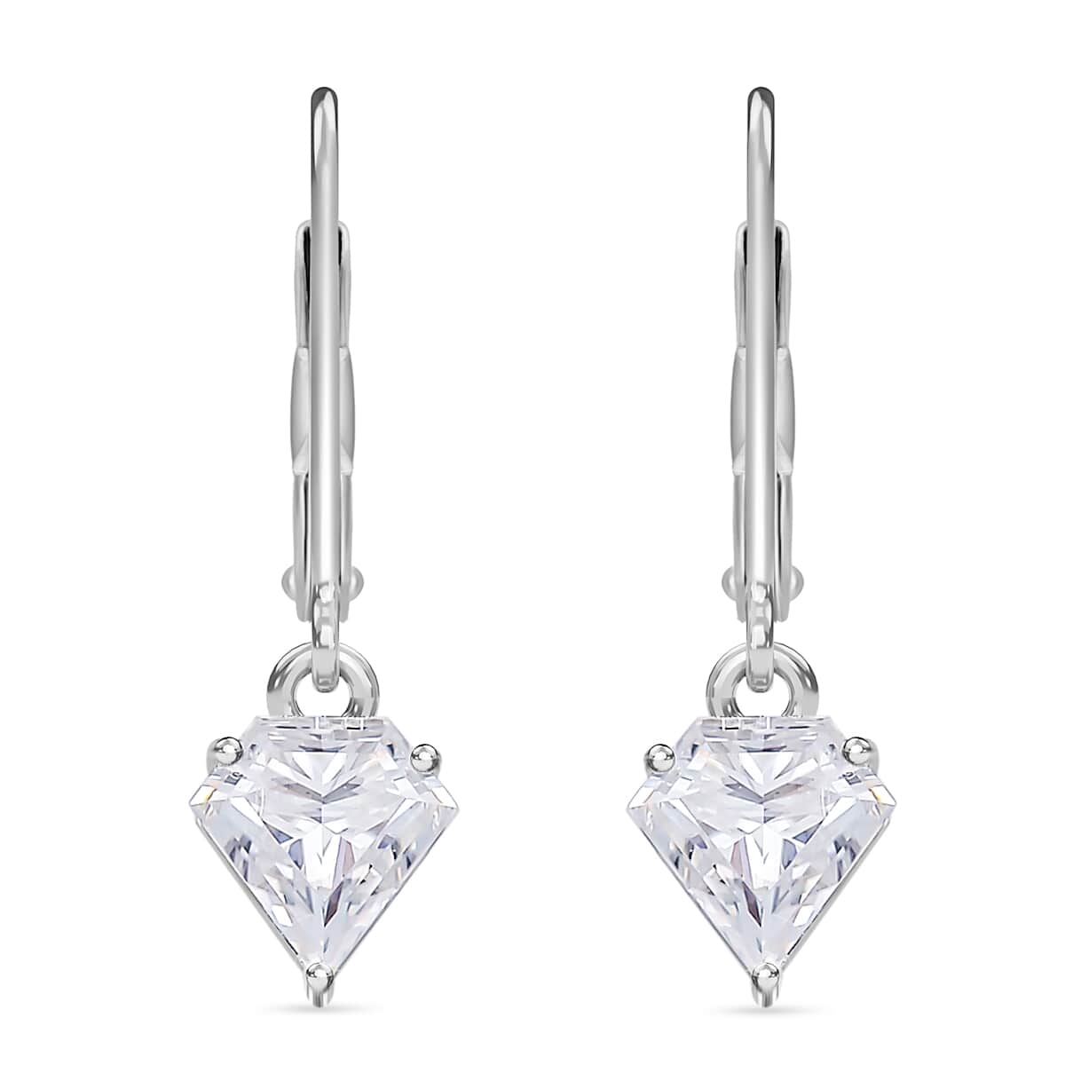 Diamond Cut Moissanite 1.10 ctw Lever Back Earrings in Rhodium Over Sterling Silver image number 0