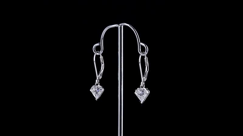 Diamond Cut Moissanite 1.10 ctw Lever Back Earrings in Rhodium Over Sterling Silver