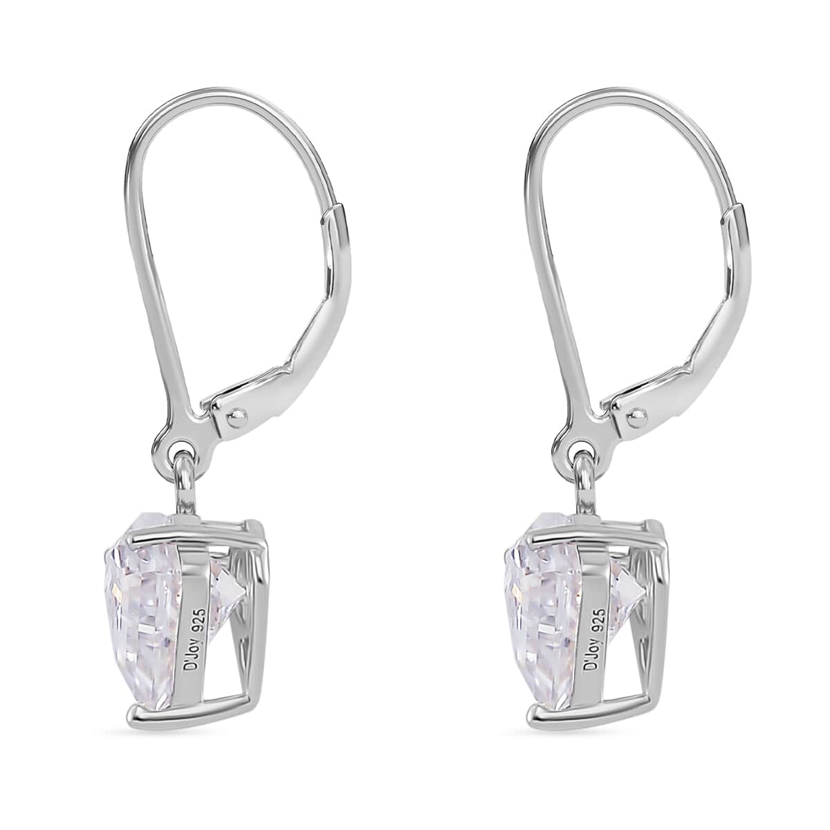 Diamond Cut Moissanite 1.10 ctw Lever Back Earrings in Rhodium Over Sterling Silver image number 3