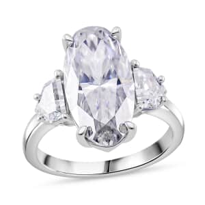 Moissanite 5.50 ctw Ring in Rhodium Over Sterling Silver (Size 10.0)