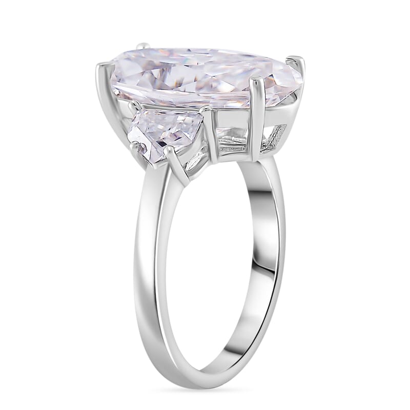 Moissanite 5.50 ctw Ring in Rhodium Over Sterling Silver (Size 10.0)